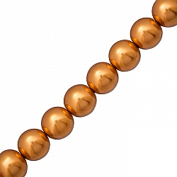 14mm Glass Pearl Beads Round Peru Brown 14 Inch Strand