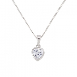 9mm Crystal Heart Pendant Necklace 18K White Gold Plated