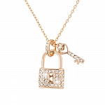 18K Rose Gold Plated Lock & Key Pendant Crystal Necklace