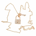 18K Rose Gold Plated Lock & Key Pendant Crystal Necklace