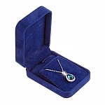 White Gold Plated Teardrop Pendant Blue Zircon Necklace 