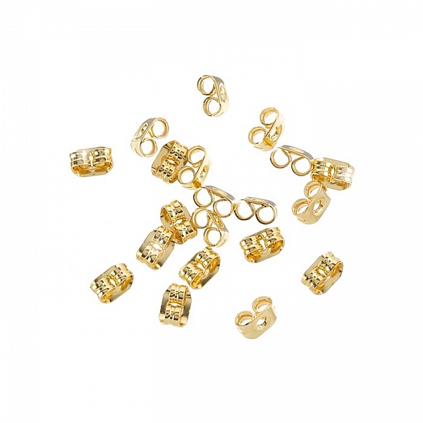 Earring Scroll Back Gold Plated Butterfly Stoppers 4mm