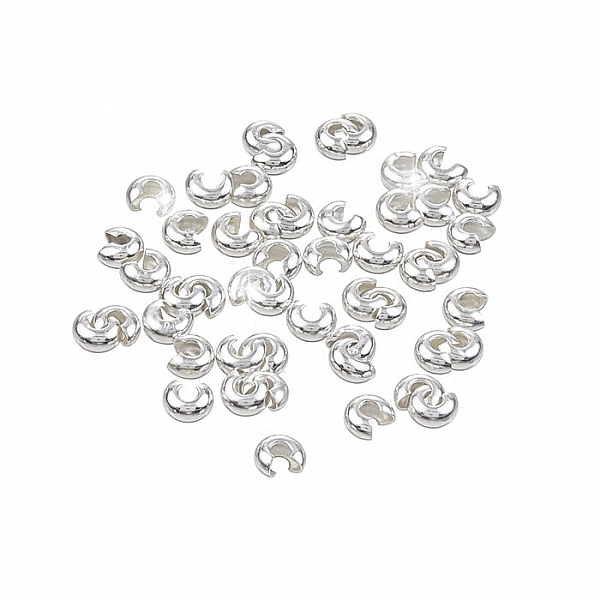 Silver Plated Crimp Bead Covers Round Findings 4mm PK50