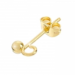 Ear Stud Ball & Loop With Scroll Backs Gold Plated - 10Pcs