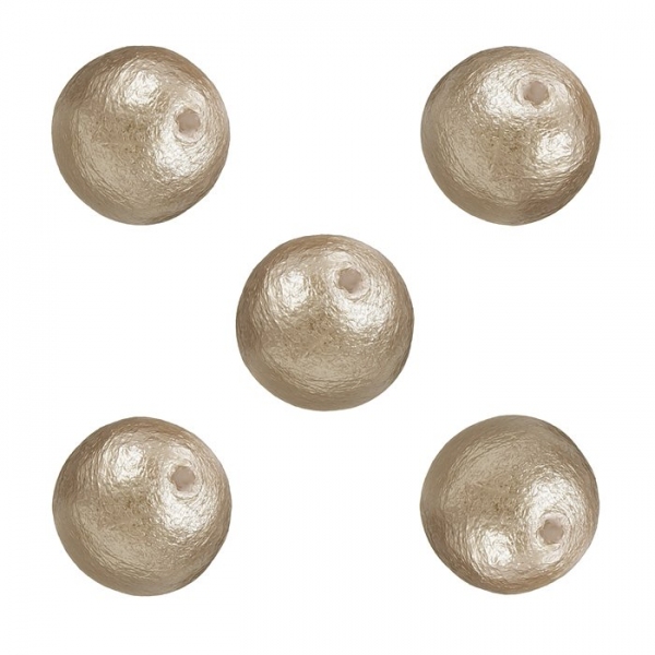 Miyuki Cotton Pearls 10mm Round Beads Beige Pack of 5