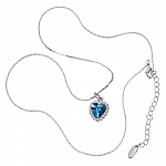 Blue Crystal Heart Pendant Necklace - White Gold Plated