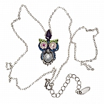 Cute Crystal Owl Pendant Necklace - Cubic Zirconia