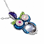 Cute Crystal Owl Pendant Necklace - Cubic Zirconia