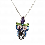 Cute Crystal Owl Pendant Necklace - Cubic Zirconia
