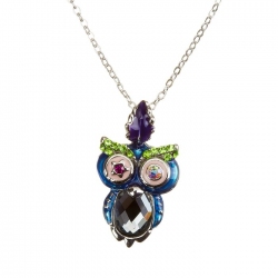Cute Crystal Owl Pendant Necklace - Cubic Zirconia