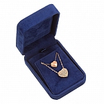 Double Puffed Heart Pendant Necklace Rose Gold Plated