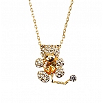 Crystal Teddy Bear Pendant Necklace 18K Rose Gold Plated