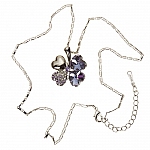 Four Leaf Clover Crystal Pendant Necklace - Amethyst