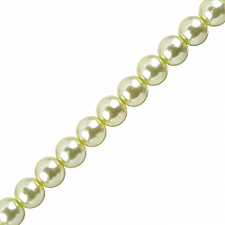 Glass Pearl Beads Round 10mm Honeydew Green 16" Strand