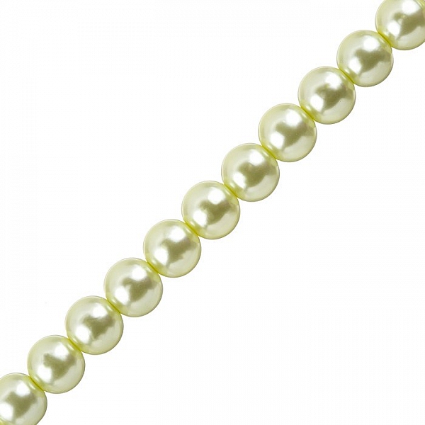 Glass Pearl Beads Round 10mm Honeydew Green 16" Strand