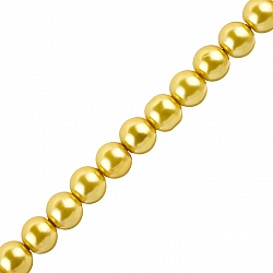 Glass Pearl Beads Round 10mm (Yellow Gold) - 16" Strand