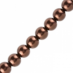 Glass Pearl Beads Round Brown (14mm) Sold on 16" Strand