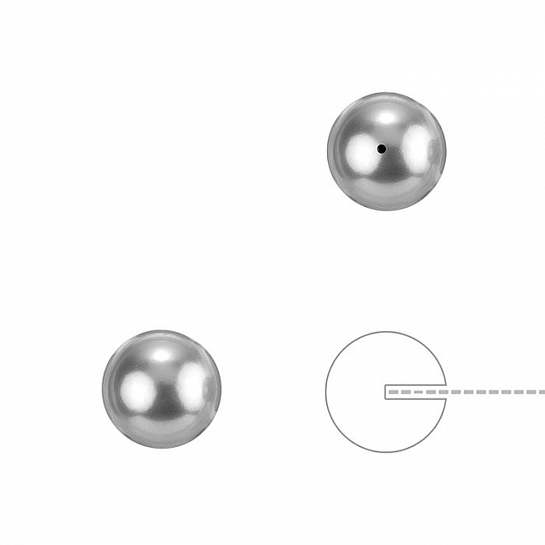 Swarovski 8mm Half Drilled Pearls Round Light Grey PK2