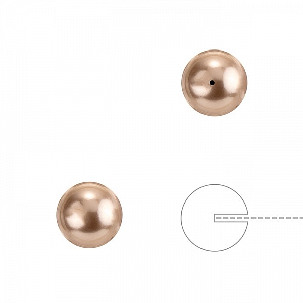 8mm Swarovski Half Drilled Pearls Round Rose Gold - PK2