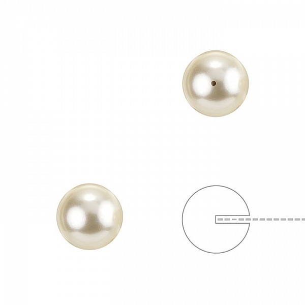 8mm Swarovski 5818 Half Drilled Pearls Round Cream PK2