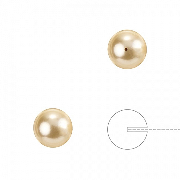Swarovski 8mm Half Drilled Pearls Round Light Gold PK2