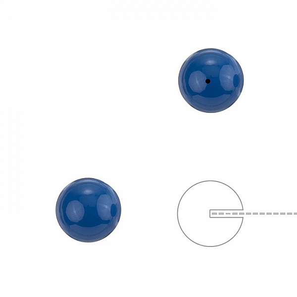 Swarovski 8mm Round Half Drilled Pearls Lapis Blue PK2