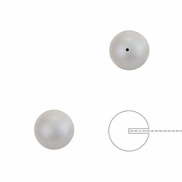 8mm Swarovski Round Half Drilled Pearls Pastel Grey PK2