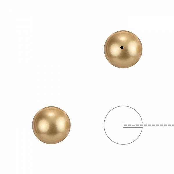 8mm Swarovski Half Drilled Pearl Round Vintage Gold PK2