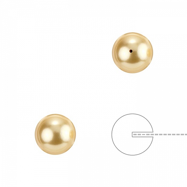 8mm Swarovski 5818 Half Drilled Pearls Round Gold - PK2