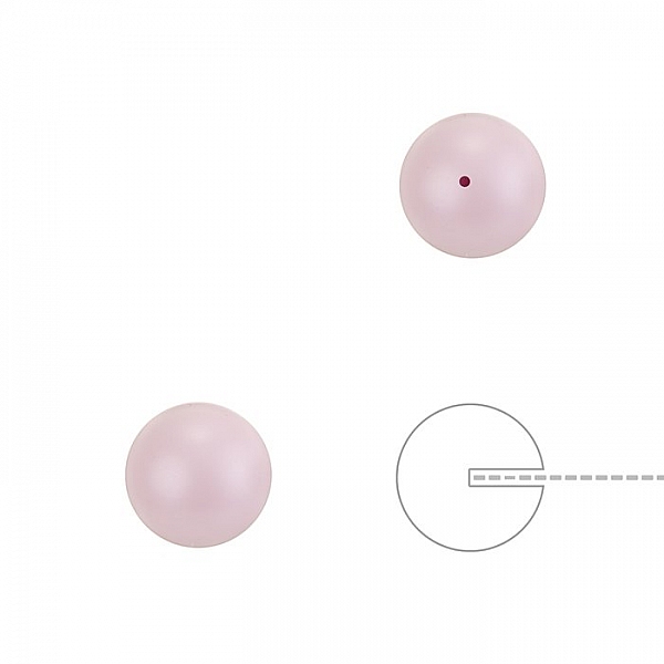 Swarovski 8mm Half Drilled Pearls Round Pastel Rose PK2