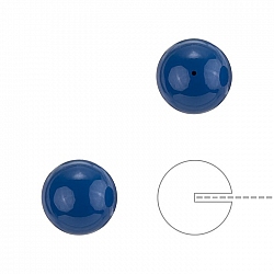 10mm Swarovski Round Half Drilled Pearls Lapis Blue PK2