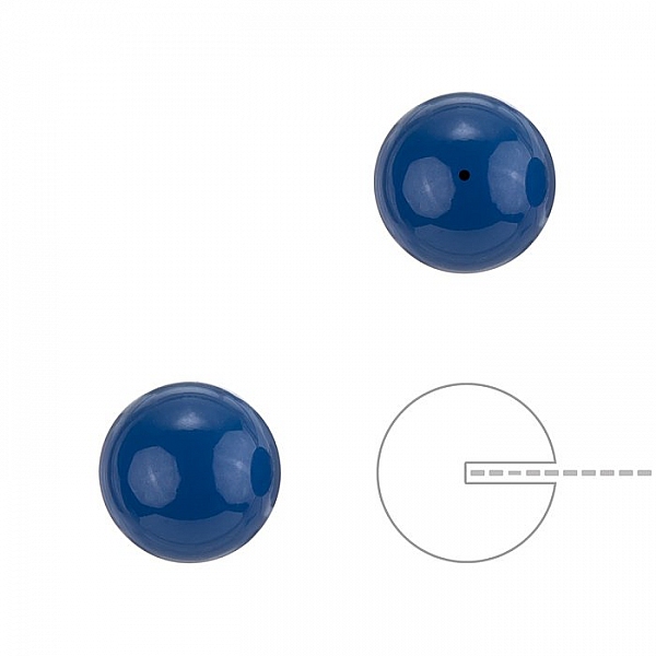 10mm Swarovski Round Half Drilled Pearls Lapis Blue PK2