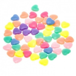 Acrylic Heart Shape Beads Mixed Colours 11mm PK50