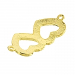 Linking Double Heart Pendant (Golden) Rhinestones 44mm