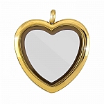 Stainless Steel Locket Magnetic Pendant Heart Gold 33mm