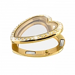 Stainless Steel Locket Magnetic Rhinestone Heart Golden