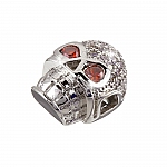 Brass Hollow Skull Bead Micro Pave Cubic Zirconia Silver Brass Hollow Skull Bead Micro Pave Cubic Zirconia Silver