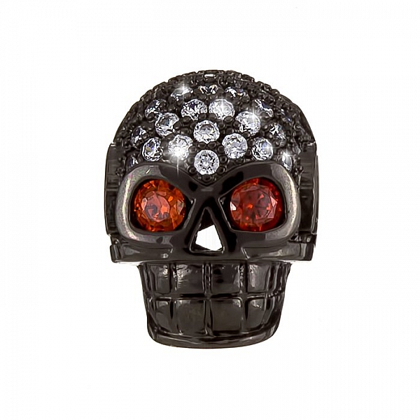 Brass Hollow Skull Bead Micro Pave Rhinestone Black 13mm Brass Hollow Skull Bead Micro Pave Rhinestone Black 13mm