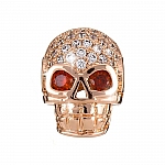 Brass Hollow Skull Bead Rhinestone Micro Pave Rose Gold