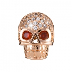 Brass Hollow Skull Bead Rhinestone Micro Pave Rose Gold