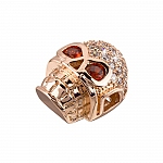Brass Hollow Skull Bead Rhinestone Micro Pave Rose Gold