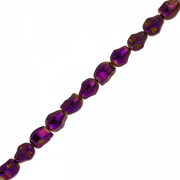 Hematite Skull Beads 10x8mm Metallic Purple 8" Strand