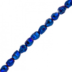 Hematite Skull Beads | 10x8mm Metallic Blue 8" Strand
