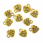 Tibetan Alloy Heart Charm 'Made With Love' Pendant 12mm PK10