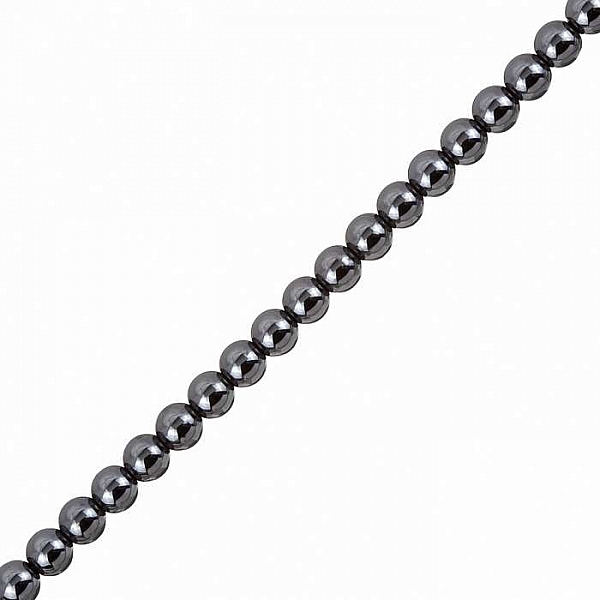 6mm Hematite Beads Round Black Semi-Precious 16" Strand