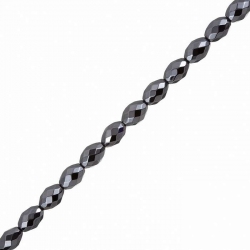 9mm Hematite Beads Faceted Oval Semi-Precious 8" Strand