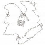 18K White Gold Plated Lock & Key Pendant Silver Necklace