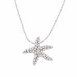18K White Gold Plated Starfish Pendant Crystal Necklace