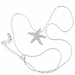 18K White Gold Plated Starfish Pendant Crystal Necklace