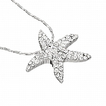 18K White Gold Plated Starfish Pendant Crystal Necklace